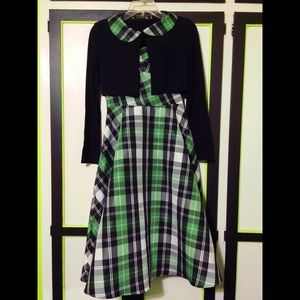 Pinup girl clothing green plaid taffeta dress
